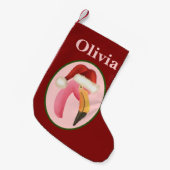 Cute Tropical Pink Flamingo Xmas Pet Gepersonalise Kleine Kerstsok (Voorkant (Hangend))
