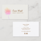 Cute Tropical Pink Waterverf Palm Branch Visitekaartje (Voorkant / Achterkant)