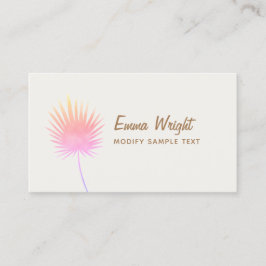Cute Tropical Pink Waterverf Palm Branch Visitekaartje