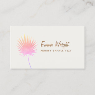 Cute Tropical Pink Waterverf Palm Branch Visitekaartje