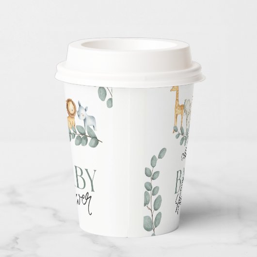 Cute Tropical Safari Wild Animals Oerwoud Greenery Papieren Bekers (Rechts)