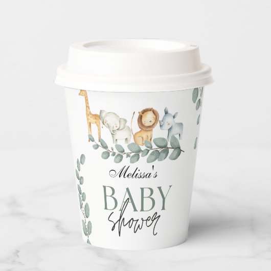 Cute Tropical Safari Wild Animals Oerwoud Greenery Papieren Bekers (Voorkant)