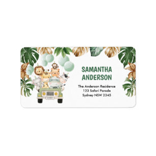 Cute Tropical Safari Wild Animals Return Address Etiket