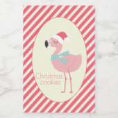 Cute Tropical Santa Flamingo - Kerstkoekjes Voedselcontainer Etiket (Enkel label)