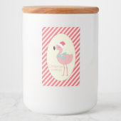 Cute Tropical Santa Flamingo - Kerstkoekjes Voedselcontainer Etiket (Voorkant)