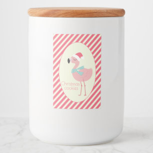 Cute Tropical Santa Flamingo - Kerstkoekjes Voedselcontainer Etiket