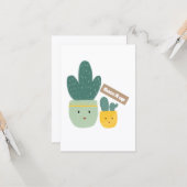 Cute Tropical Succulent Houseplant Smile Kaart (Voorkant / Achterkant in situ)