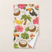 Cute Tropical Summer Pattern with Toucan and Fruit Bad Handdoek (Handdoek)