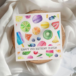 Cute Tropical Summer Tutti Fruitti Birthday Napkin Servet