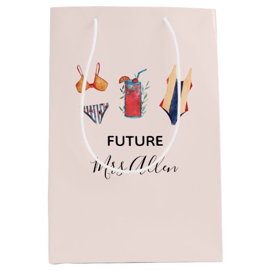 Cute Tropical Swim Vrijgezellenfeest Gift Bag Medium Cadeauzakje (Voorkant)