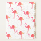 Cute Tropical Waterverf Flamingo Gold Sparkles Planner (Achterkant)