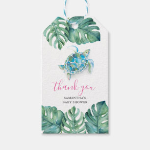 Cute Tropical Waterverf Zee Turtle Favor Cadeaulabel