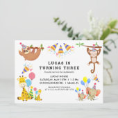 Cute Tropische Dieren Safari Jongens Verjaardag Kaart (Staand voorkant)