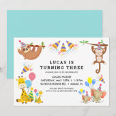 Cute Tropische Dieren Safari Jongens Verjaardag Kaart (Voorkant / Achterkant)