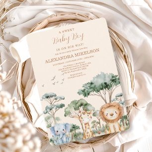 Cute Tropische Jungle Safari Dieren Baby Shower Kaart
