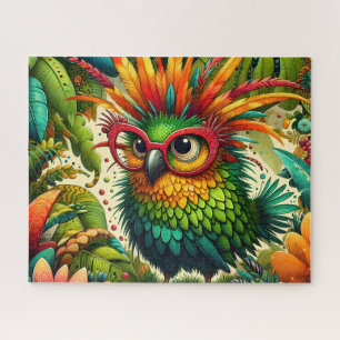 Cute Tropische Papegaai Met Bril Legpuzzel