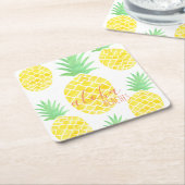 Cute Tropische Waterverf Ananas Aloha Beaches Kartonnen Onderzetters (Schuin)