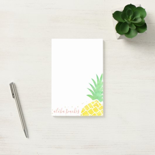 Cute Tropische Waterverf Ananas Aloha Beaches Post-it® Notes (Kantoor)