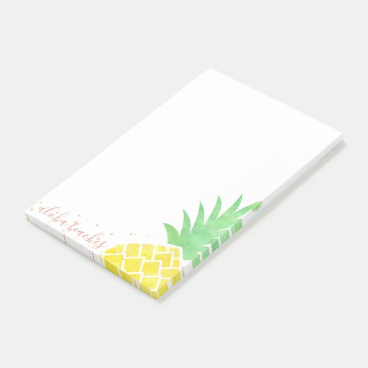 Cute Tropische Waterverf Ananas Aloha Beaches Post-it® Notes (Schuin)