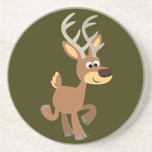 Cute Trotting Cartoon Deer Onderzetter (Voorkant)