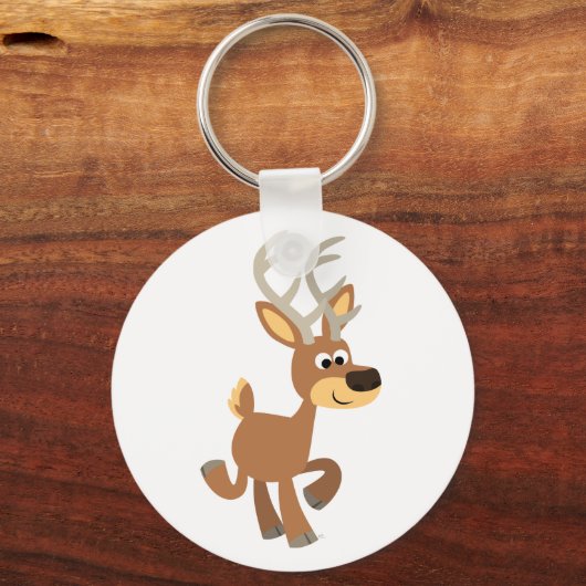 Cute Trotting Cartoon Deer Sleutelhanger (Voorkant)