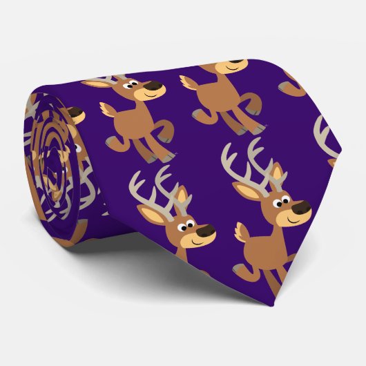 Cute Trotting Cartoon Deer Stropdas (Opgerold)