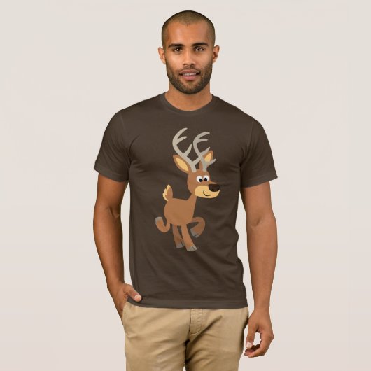 Cute Trotting Cartoon Deer T-Shirt (Voorkant volledig)