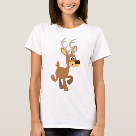 Cute Trotting Cartoon Deer Women T-Shirt (Voorkant)