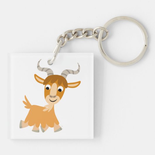 Cute Trotting Cartoon Goat AcrylSleutelhanger Sleutelhanger (Achterkant)