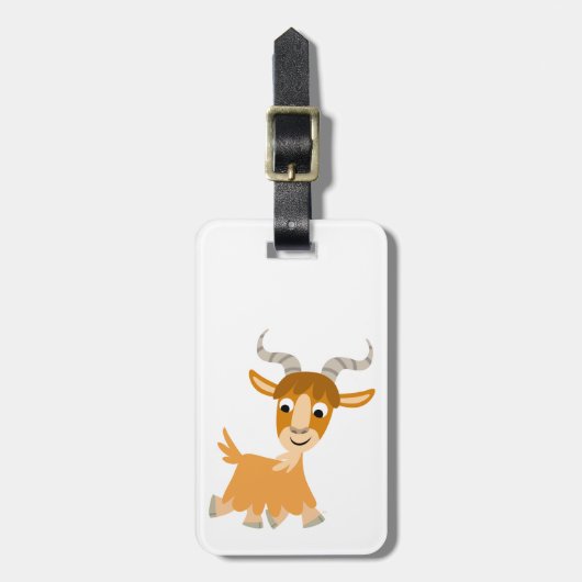 Cute Trotting Cartoon Goat Bagagelabel (Voorkant verticaal)