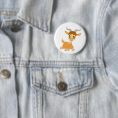 Cute Trotting Cartoon Goat Button Badge (In situ)