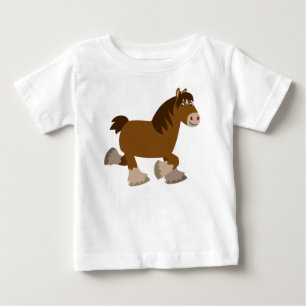 Cute Trotting Cartoon Shire Horse Baby T-Shirt