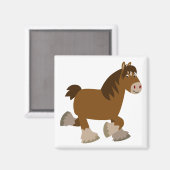 Cute Trotting Cartoon Shire Horse Magnet (Voorkant / Achterkant)