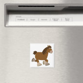 Cute Trotting Cartoon Shire Horse Magnet (Insitu (Vaatwasser))