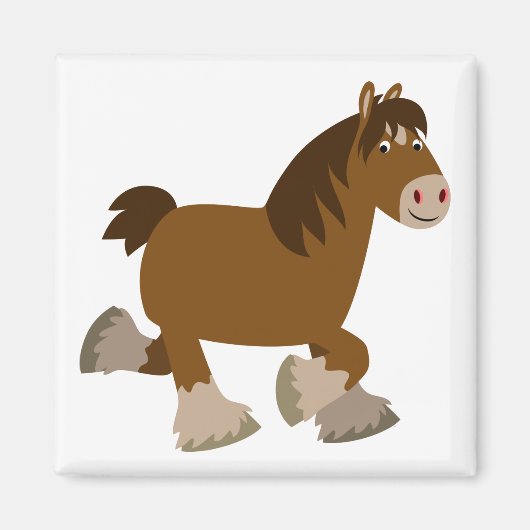 Cute Trotting Cartoon Shire Horse Magnet (Voorkant)