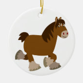 Cute Trotting Cartoon Shire Horse Ornament (Voorkant)