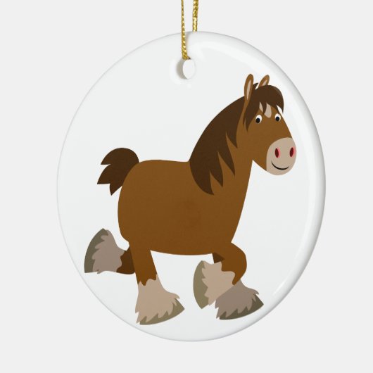 Cute Trotting Cartoon Shire Horse Ornament (Links)