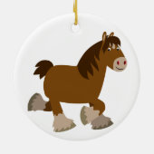 Cute Trotting Cartoon Shire Horse Ornament (Achterkant)