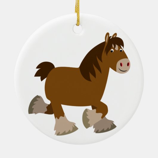Cute Trotting Cartoon Shire Horse Ornament (Achterkant)