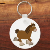 Cute Trotting Cartoon Shire Horse Sleutelhanger (Voorkant)