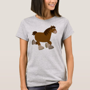 Cute Trotting Cartoon Shire Horse Women T-Shirt