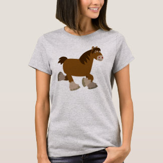 Cute Trotting Cartoon Shire Horse Women T-Shirt