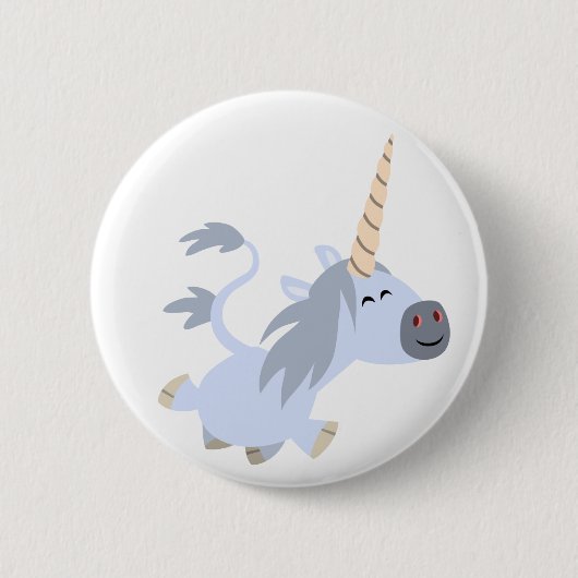 Cute Trotting Cartoon Unicorn Button Badge (Voorkant)