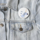 Cute Trotting Cartoon Unicorn Button Badge (In situ)