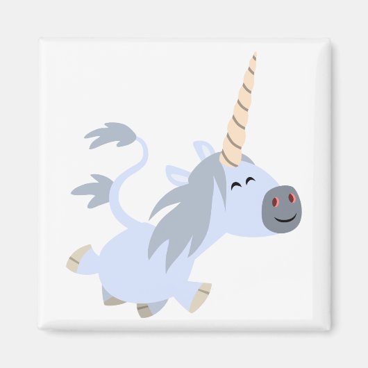 Cute Trotting Cartoon Unicorn Magnet (Voorkant)