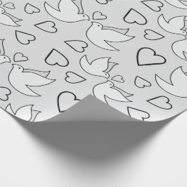 Cute Trouwduiven voor Bruidsfeest Grijs Naadloos Cadeaupapier