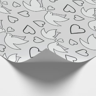 Cute Trouwduiven voor Bruidsfeest Grijs Naadloos Cadeaupapier