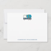 Cute Truck Art in Blue Personalized Stationery Notitiekaartje (Voorkant)