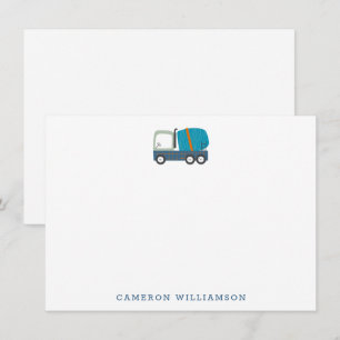 Cute Truck Art in Blue Personalized Stationery Notitiekaartje