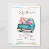 Cute Truck Sweets Zigzag Baby shower Kaart (Voorkant)